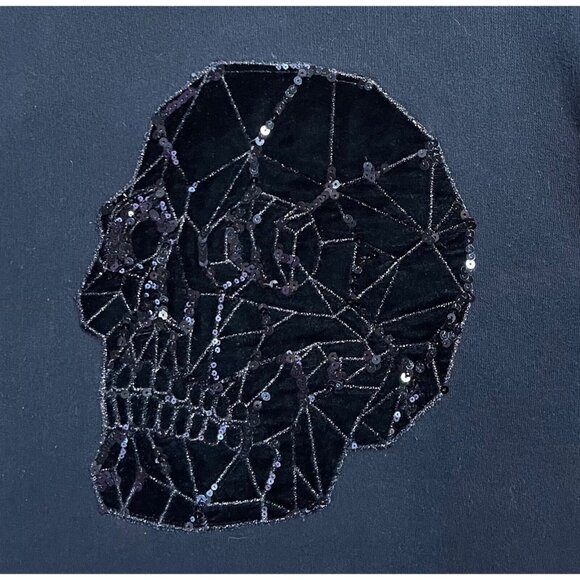 Zara Women Black Sweatshirt Skull Long Sleeves Cotton Size Large - Picture 6 of 8